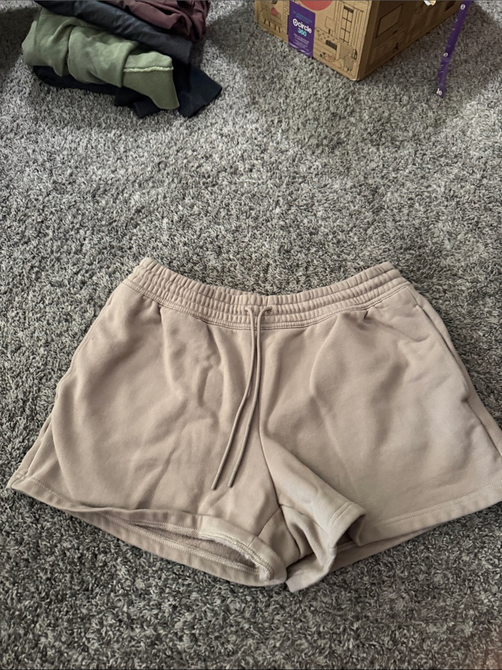 Athleta Beige Taupe Drawstring Lounge Shorts Women’s Large L